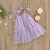 Mädchenkleider, süßes Tutu-Kleid für Kinder, Babys, zum Binden, Spaghettiträger, Wellenpunkt-Druck, doppellagiger Saum, Prinzessin, ärmellos, A-Linie