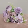 Flores decorativas de seda rosa artificial Bouquet Hight Quality Hydrangea Bride segurando Fake for Home Wedding Decoration Acessórios