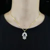 Chains Wholesale Arrive Turkish Hamsa Hand Pendant For Women Iced Out Bling Fashion Clear Blue Cubic Zirconia Box Chain Necklace