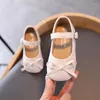 Platte Schoenen Kinderen Meisjes Leer Zachte Lente/Herfst Kinderen Baby Prinses Met Strik Mode Non-slip Casual Sneakers