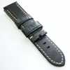 24 mm - 22 mm Black Crocodile Grain Calf Leather Watch Band Strap For Pam PAM111 Watch