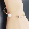 Bangle Stainless Steel Fashion Open Pearl Bracelet Is A Women's Exquisite Rose Gold Personality Punk Style Jewelry Men And Gir