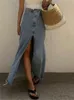 Gonne Tossy 2023 Casual Denim a vita alta rovesciato Maxi Jean Summer Holiday Long 230317