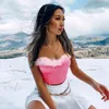 Bustiers Corsetsets Womens Sexy Plush Bandeau Crop Top Top Solid Color Strapless Tube Bustier Corset 2023 Summer Club Tops Tops Femininobustiers