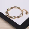 Luxury Design Bangles Copper Brass Brand Letter Bracelet Chain Women 18K Gold Plated Crystal Rhinestone Wristband Link Chain Couple Gifts Jewerlry Accessories