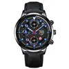 Relojes de pulsera Reloj de cuero de moda para hombres Reloj de cuarzo de negocios de lujo Calendario deportivo informal para hombres Negro Montre Homme