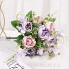 Decorative Flowers Antique Silk Artificial Peony Autumn White Wedding Home Christmas Bouquet Crafts Garland Supplies