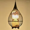 Lampes suspendues Cage en bambou chinoise lumières salle à manger chambre El Restaurant Style classique LU71245