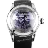 Orologio Uomo Movimento Automatico Vetro Fisheye Quadrante Occhi Misteriosi Cinturino Gomma Astronauta Fondo Trasparente Orologio da Polso 47mm