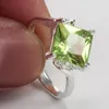 Küme halkaları yeşil taş yüzük rhodyum kaplama vintage parti hediyesi kadınlar için cz parmak düğün nişan kristal takı