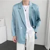 Herrenanzüge YASUGUOJI Koreanische Mode Helle Himmel Blau Zweireiher Blazer Jacke Männer Streetwear Lose Beiläufige Party Kleid Anzug Mantel