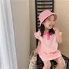 Mädchen Kleider Mädchen Kleid Kinder T-shirt Rock 2023 Sommer Koreanische Baby POLO Kragen Pullover Kurzen ärmeln Prinzessin