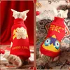 Katkostuums Chinese jaar huisdierentruien katten gebreide kleding korte mouw warme winteroutfits voor kittens en kleine hond