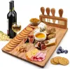 New 14x11x0.6inches Large Bamboo Cheese Chopping Blocks Charcuterie Board with Cutting Tool Ideal Gift Kitchenware Wholesale