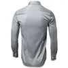 Camisas casuais masculinas elásticas cinzas de fibra de fibra de fibra de fibra dos homens de manga longa vestido de masculino não ferro e fácil cuidados de trabalho quimise homme 2xl