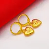 Collane con ciondolo Collana di orecchini color oro 24k di lusso a catena per donna Girocollo Cuore d'amore Giallo Gioielleria raffinata per San Valentino