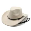 Chapeau Fedora de Cowboy en feutre pour femmes et hommes, casquette de Jazz, casquette d'automne et d'hiver avec corde, 10 couleurs, 2023