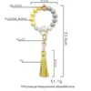 Bangle Wristlet Armband Pendant Keyring Wood Beads Keychain for Keys Women Accessories Leather Tassel Charms