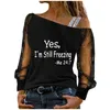 T-shirts pour femmes Casual Funny Sentences Print Blouse à manches amples Tuniques en maille pour femmes 3x Short