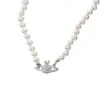 Designers Pearl Chain Pendant Necklace Viviene Westwood Necklace Satellite Clavicle Atmosphere with Box