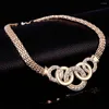 Necklace Earrings Set Women Wedding Rhinestone Jewelry Girls Party Banquet Ring Earring Bracelet Kit Jewellery Birthday Gift