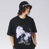 Hommes T-shirts Streetwear T-shirt Hommes Hip Hop Illusion Fille Lettre Imprimer T-shirt 2023 Harajuku Coton Casual D'été À Manches Courtes T-shirt Noir 230317