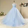 Robes de fille Robe de Noël pour filles de luxe pour mariage et robe de soirée Robe de princesse de la Sainte Communion Appliques élégantes Flower Girl Prom Come W0314