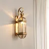 Wall Lamps European Light Design Classical Foyer Glass Lamp 110-220V Bedroom Bedside Balcony Aisle Deco Brass