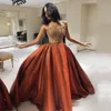 Brilliant Strapless Long Prom Dresses Bead A Line Sweep Train Dress for Graduation Party Draped Ball Gowns for Females