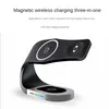 4 em 1 Fast Wireless Charging Stand Stand Dock Dock 15W Carrega magnética multifuncional compatível com MagSafe para iPhone 14 Pro Max 13 12 Apple Watch AirPods