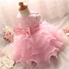 Robes de fille bébé filles dentelle Tutu fleur robe de princesse enfants 1 2 ans fête d'anniversaire robe de bal enfants noël viennent vêtements W0314