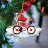 Decorações de Natal Árvore do velho homem de bicicleta pingente de pingente de pingente de madeira de madeira pingente de decoração do ano de decoração Navidad ornamentos 3t