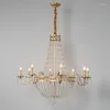 Hängslampor American Country Light Luxury Iron Chandelier Simple Creative Crystal Living Room Bedroom Dining Villa