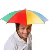 Chapeaux à large bord extérieur parapluie chapeau de soleil nouveauté pliable jour pluvieux mains libres arc-en-ciel pliant imperméable multicolore casquette marque