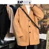 Herr ull blandar Kapments Män Solid Winter Thick Trench Coat 2023 Mens Overdimensionerade färgglada stora fickor Jackor Rockar Male Kpop Casual Wind