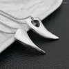 Pendant Necklaces Geometric Wolf Tooth Spike Men Stainless Steel Necklace Amulets Jewelry