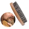 Natural Boar Hair Bristle Beard Mustache Brush Shaving Comb Men Face Massage Round Wood Handle Handmade Beard Brushes