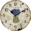 Wall Clocks Clock Blue Gray Retro Rustic Floral Botanical Peony Blossom Silent Non-Ticking Round Battery Operated