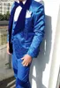 Men's Suits Costume Homme Royal Blue One Button Groomsmen Shawl Lapel Groom Tuxedos Men Wedding Prom Dinner Man Blazer 3 Pcs