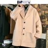 Herr ull blandar Kapments Män Solid Winter Thick Trench Coat 2023 Mens Overdimensionerade färgglada stora fickor Jackor Rockar Male Kpop Casual Wind