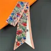 6 100 cm Letras de diseño Imprimir Bufanda de seda floral Diadema para mujer Bufandas de moda Bolso de hombro Equipaje Cinta Cabeza Envuelve Cinta doble