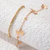 Новые модные браслеты из бисера Золотой цвет симпатичные бабочки с сплавными сплавами металл Регулируемые ювелирные аксессуары 2 шт.