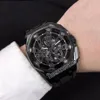 New 43mm Oak PVD Black Steel Case 26421ST OO A002CA 01 Skeleton Black Dial Miyota Quartz Chronograph Mens Watch Rubber Watches Tim275K