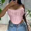 Camisoles Tanks Bustier Korsett Crop Tops Mode Trägerlosen Ärmellose Sexy Sommer 2023 Weibliche Mesh Backless Weiß Frauen