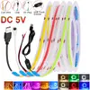 LED-remsor 5V COB LED-strip Light High Bright 320LEDS/M LINEAR FLEX COB Light Tape Red Green Blue Yellow 3000-6500K För rumsdekorbelysning P230315