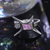 Anhänger Halsketten Punk Gothic Rosa Kristall Stern Clip Ohrringe Frauen Mädchen Metall Halskette Verstellbarer Ring Kein Piercing Ohrring Y2K Für Schmuck