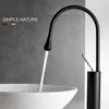 Rubinetti per lavabo da bagno Rubinetto per lavabo nordico semplice Lavabo nero freddo e interamente in rame con gocce d'acqua artistiche a prova di spruzzi di fascia alta