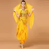 Vêtements de scène 2023 Costumes de danse du ventre 5 pièces haut pantalon taille chaîne pneu voile costume vêtements de danse