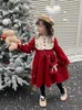 Mädchenkleider Mädchenkleid Samt Winter 2022 neu Weihnachten Mädchen Prinzessin Kleid Herbst Winter Kinder Neujahrskleid W0314