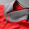 T-shirts pour hommes été hommes rouge luxe contraste couleur col à manches courtes décontracté mâle grande taille 4xl mince homme T-shirts